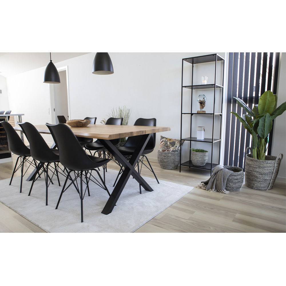 Scaun de dining - PU piele, negru, picioare negre - living scandinav