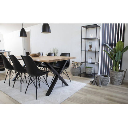 Scaun de dining - PU piele, negru, picioare negre - living scandinav
