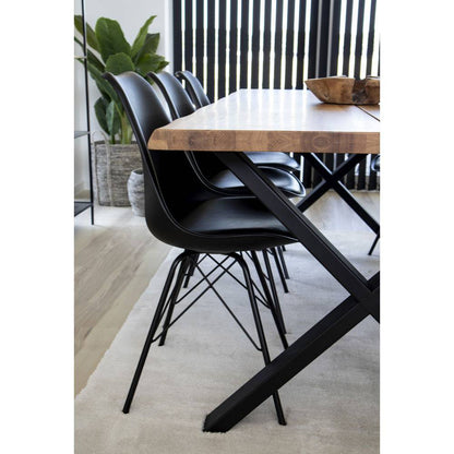 Scaun de dining - PU piele, negru, picioare negre - living scandinav