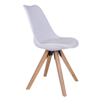 Scaun de dining alb cu picioare de culoare natur