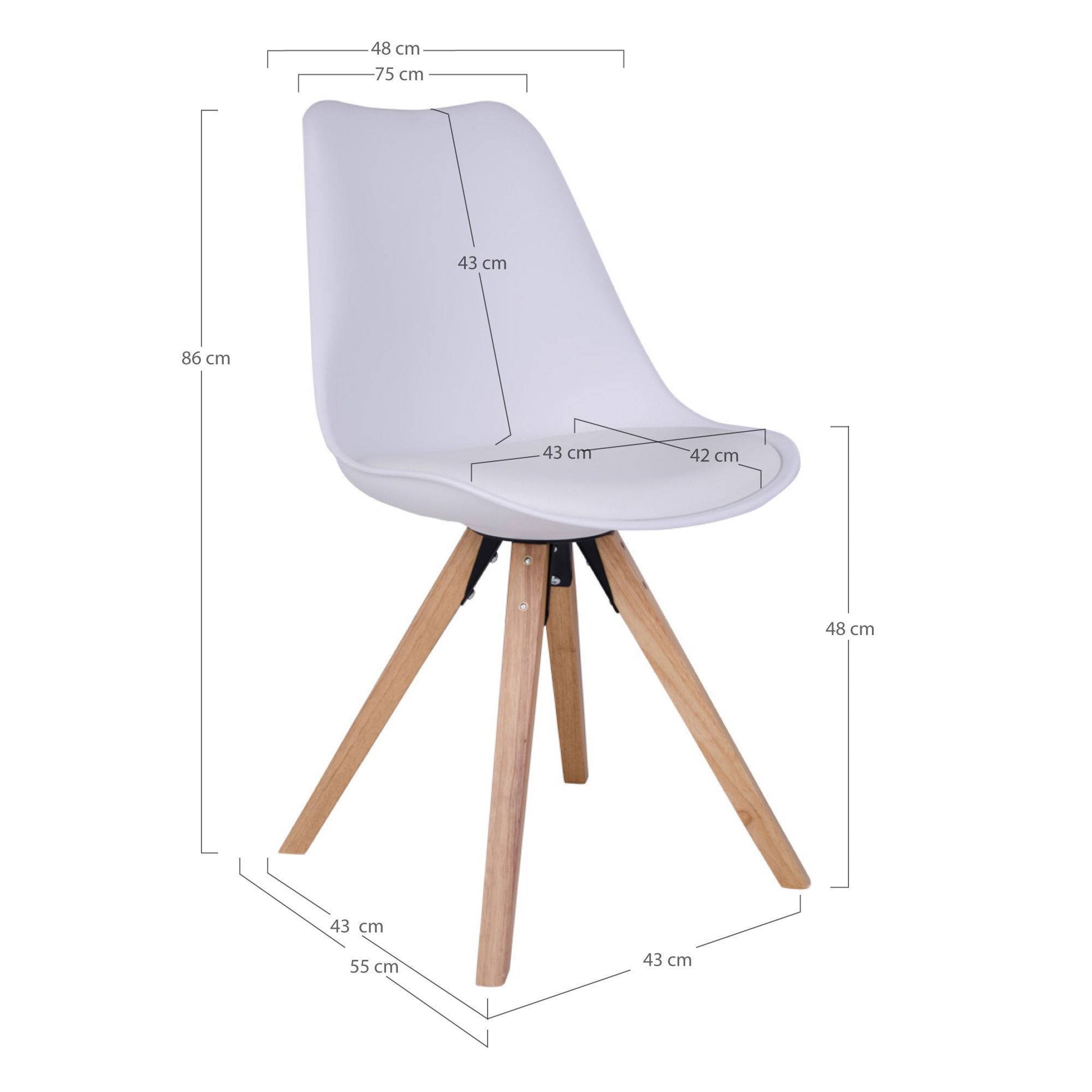 Scaun de dining alb cu picioare de culoare natur