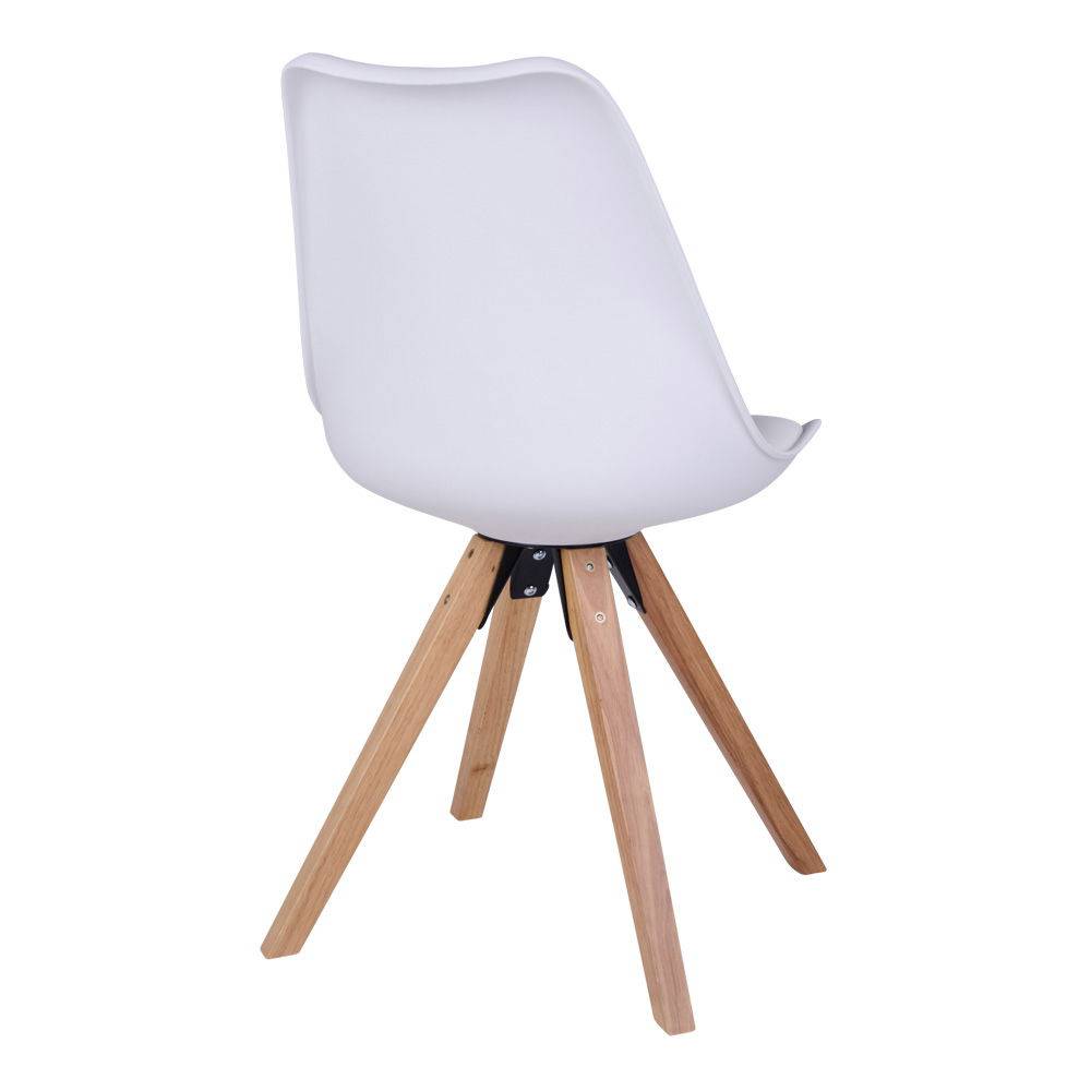 Scaun de dining alb cu picioare de culoare natur