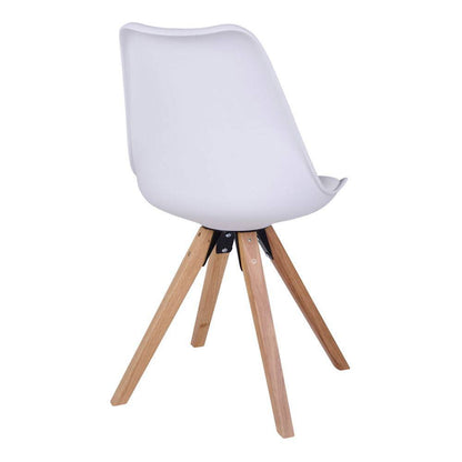 Scaun de dining alb cu picioare de culoare natur