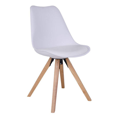Scaun de dining alb cu picioare de culoare natur