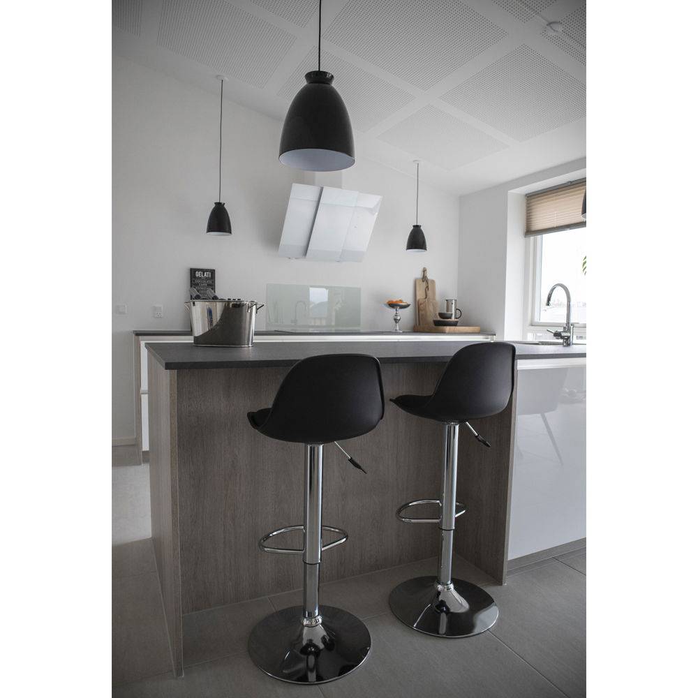 Scaun de bar, PU piele, negru, picioare cromat - desing scandinav elegant