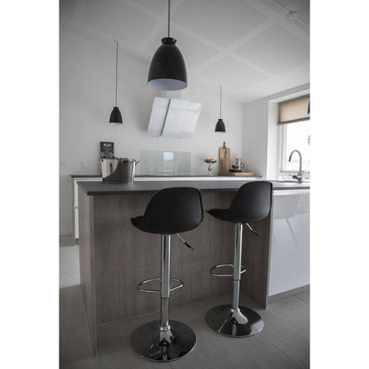 Scaun de bar, PU piele, negru, picioare cromat - desing scandinav elegant