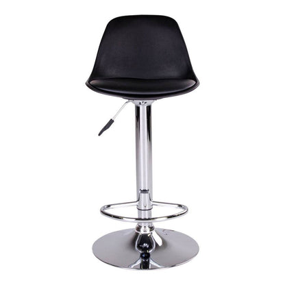 Scaun de bar, PU piele, negru, picioare cromate