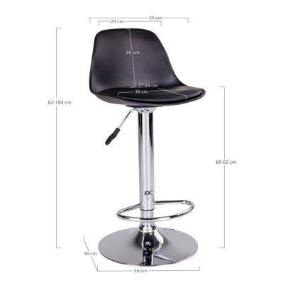 Scaun de bar, PU piele, negru, picioare cromat - desing scandinav elegant
