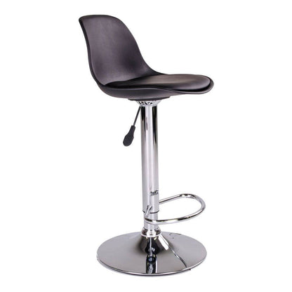 Scaun de bar, PU piele, negru, picioare cromate