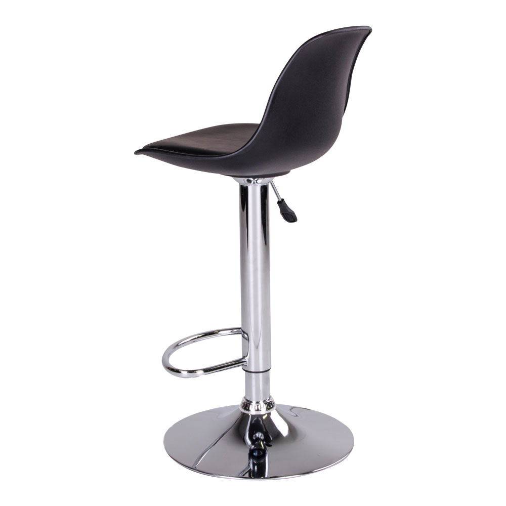 Scaun de bar, PU piele, negru, picioare cromate
