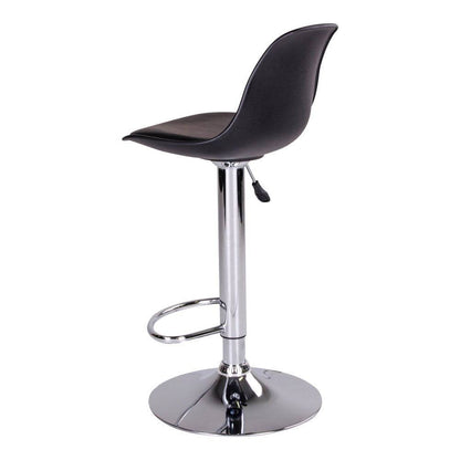 Scaun de bar, PU piele, negru, picioare cromate