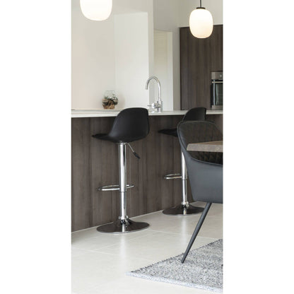 Scaun de bar, PU piele, negru, picioare cromat - desing scandinav elegant