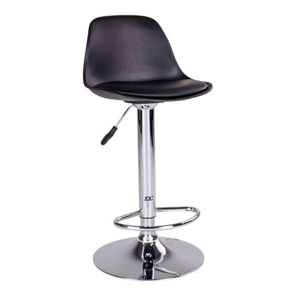 Scaun de bar, PU piele, negru, picioare cromate