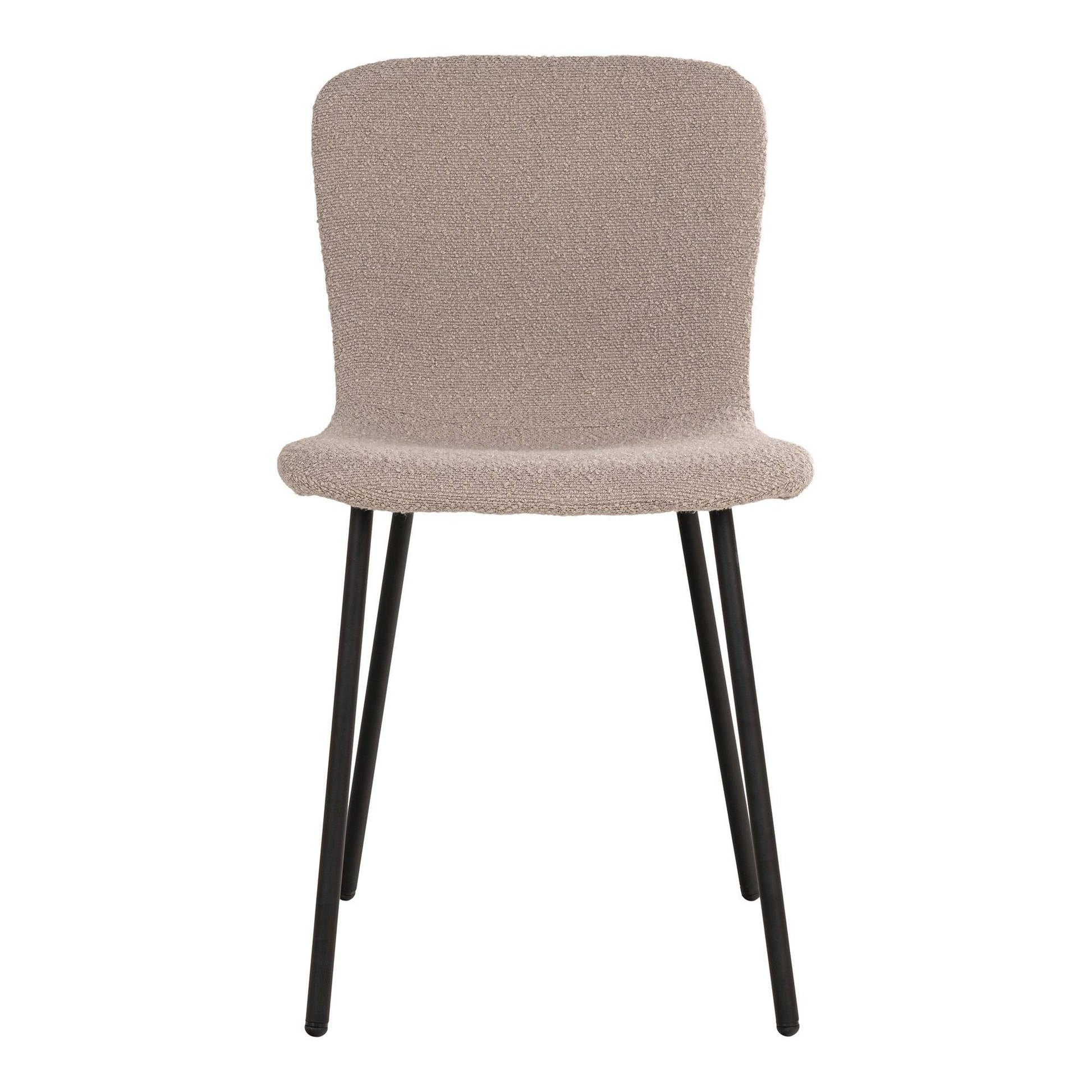 scaun de dining, material bouclé, bej, picioare negre
