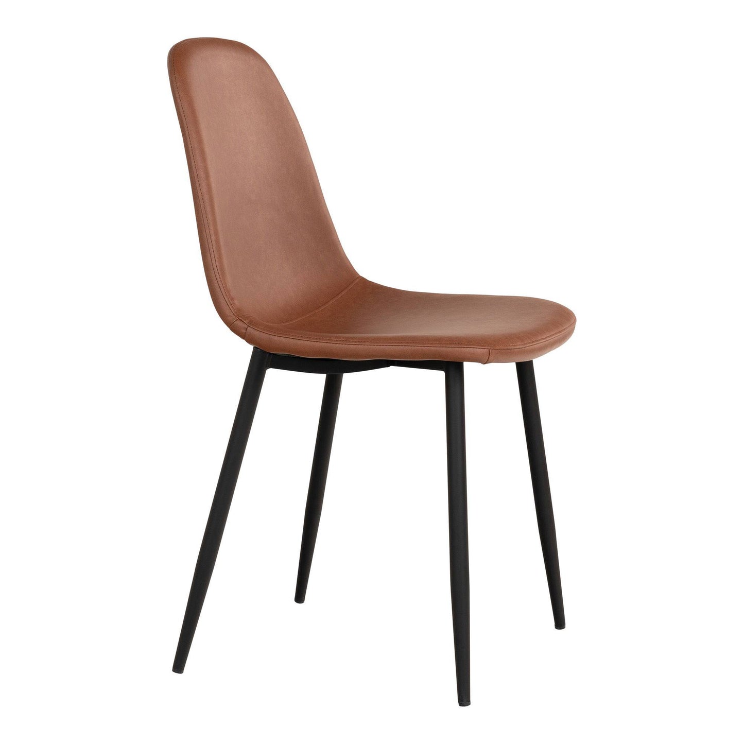 scaun de dining, piele PU, vintage maro deschis, picioare negre