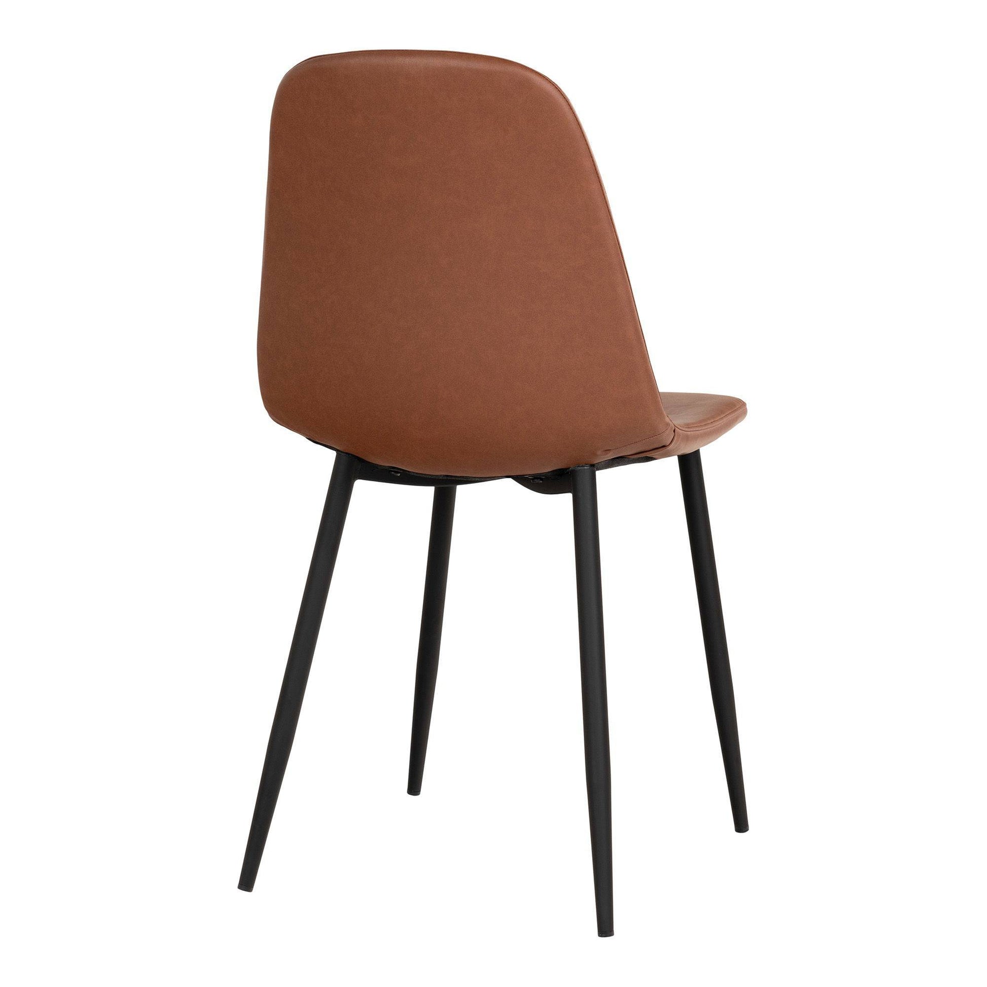 scaun de dining, piele PU, vintage maro deschis, picioare negre