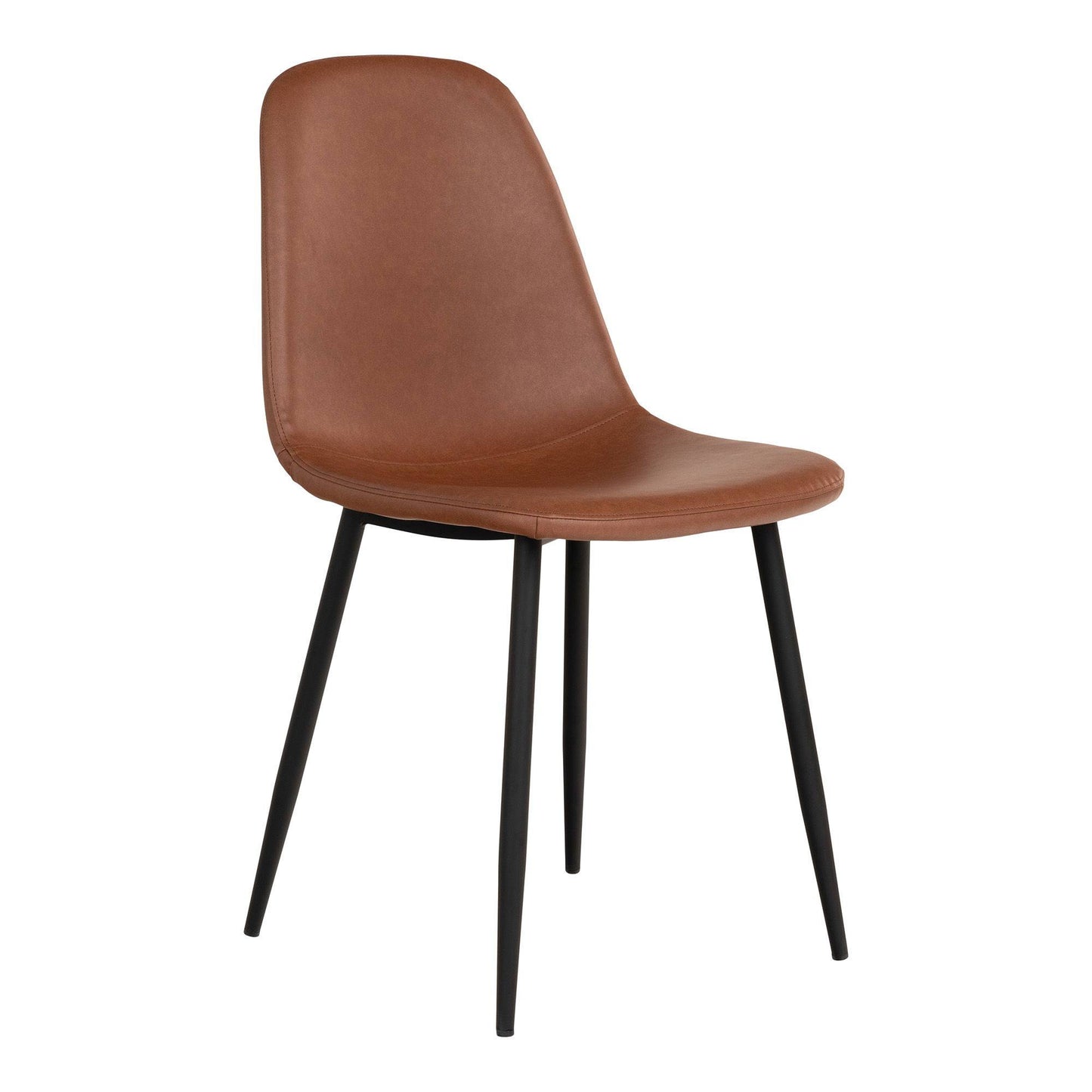 scaun de dining, piele PU, vintage maro deschis, picioare negre