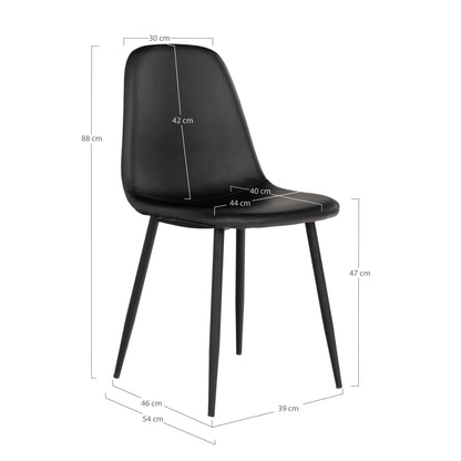  scaun de dining, piele PU, negru, picioare negre