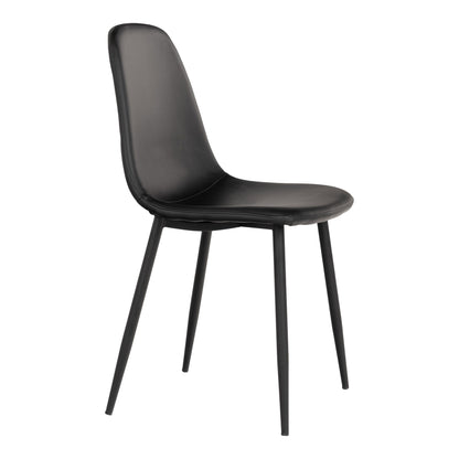  scaun de dining, piele PU, negru, picioare negre