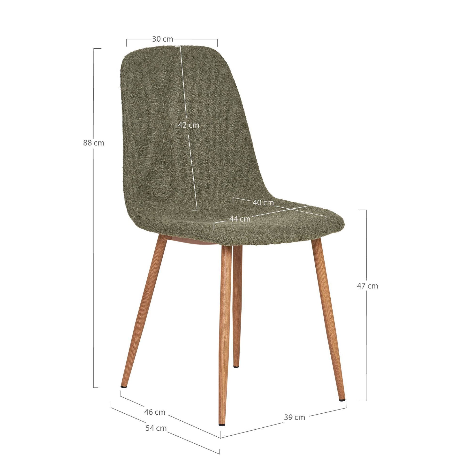  Scaun de dining, material bouclé, verde inchis, picioare cu aspect de lemn