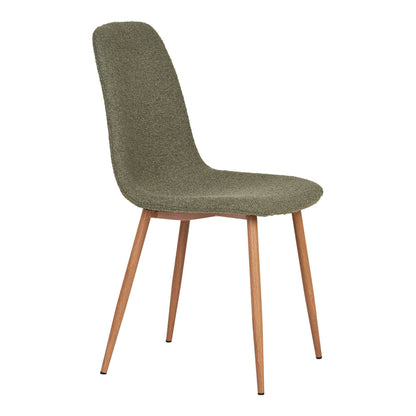 Scaun de dining, material bouclé, verde inchis, picioare cu aspect de lemn