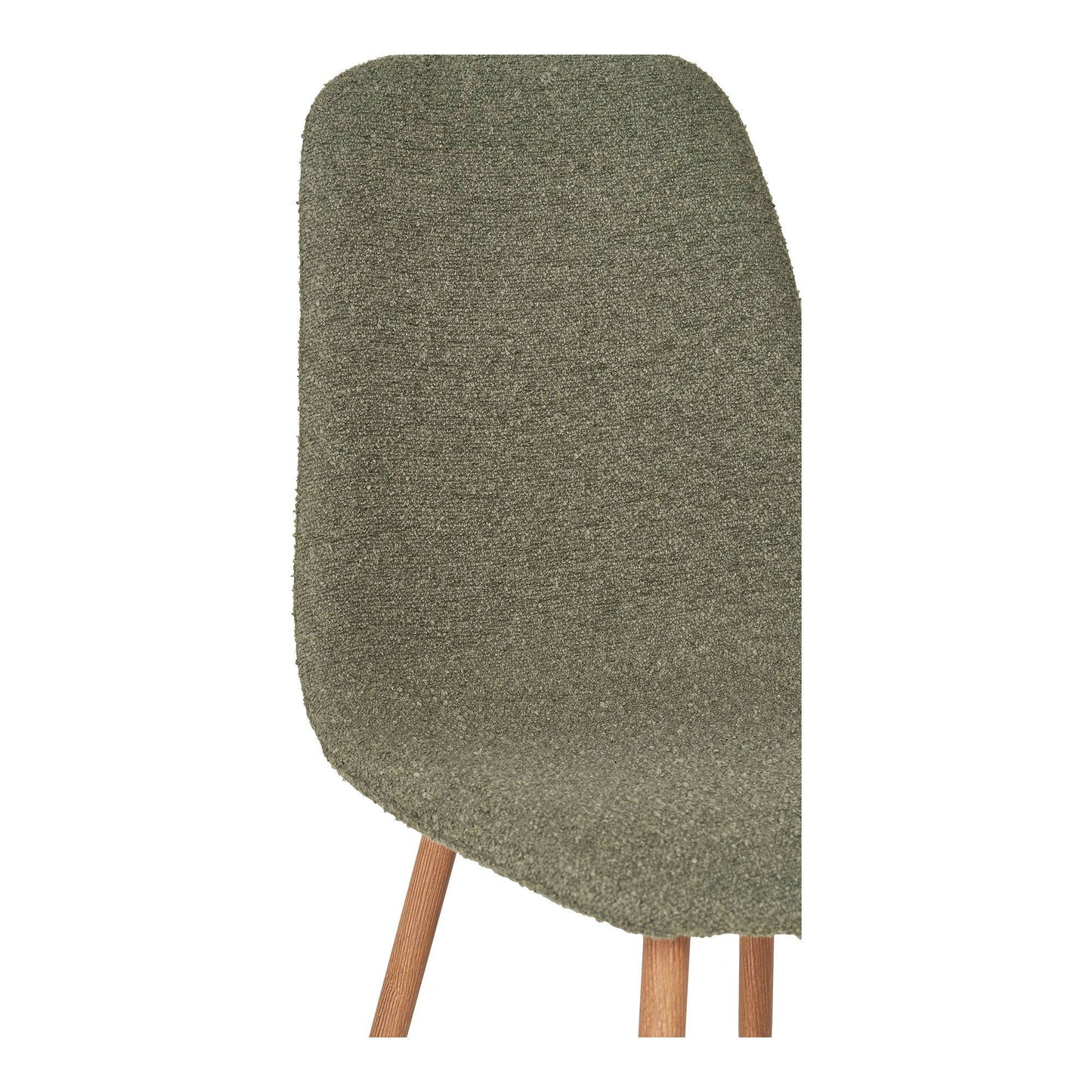  Scaun de dining, material bouclé, verde inchis, picioare cu aspect de lemn
