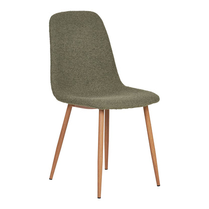 Scaun de dining, material bouclé, verde inchis, picioare cu aspect de lemn