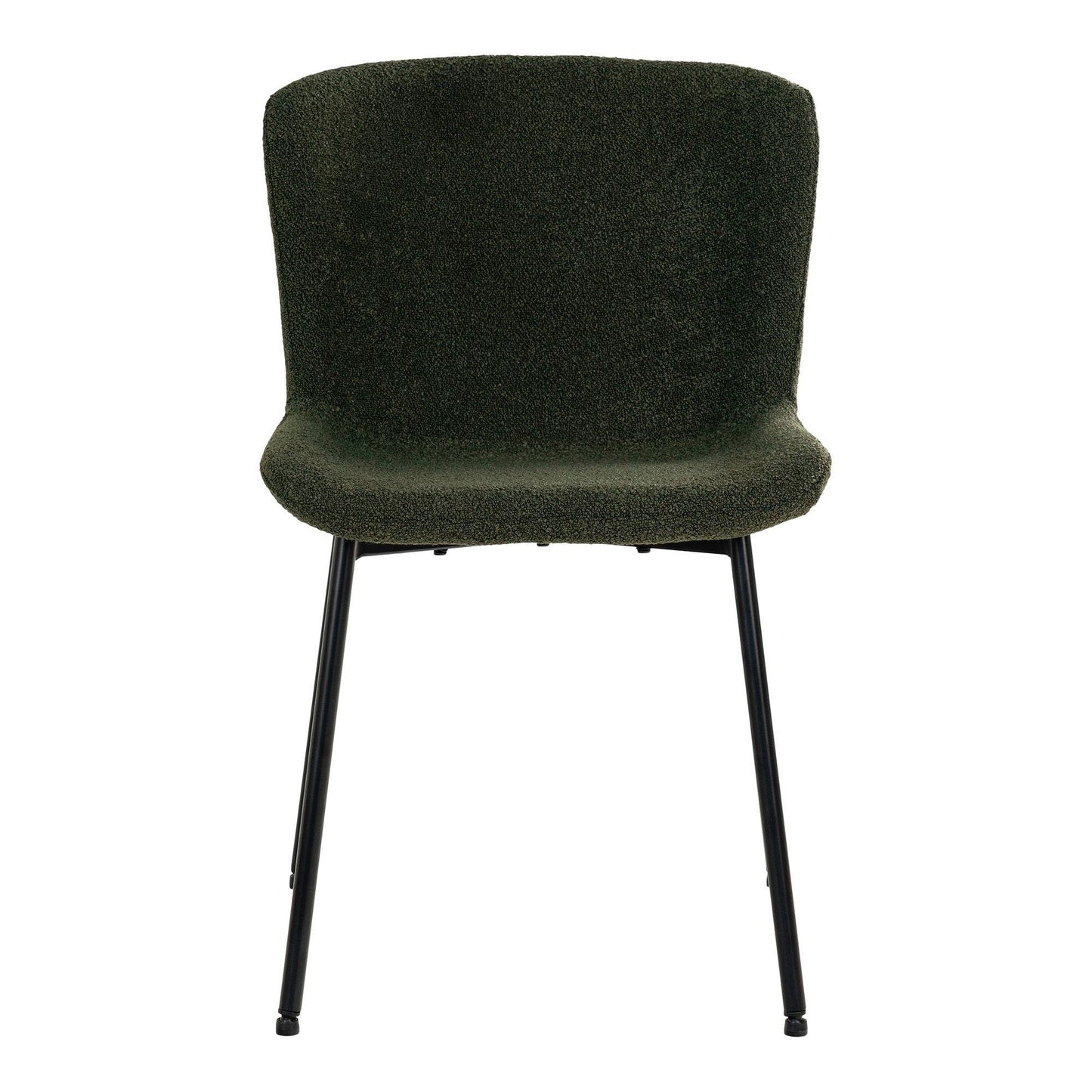 Scaun de dining, material bouclé, verde inchis, picioare negre