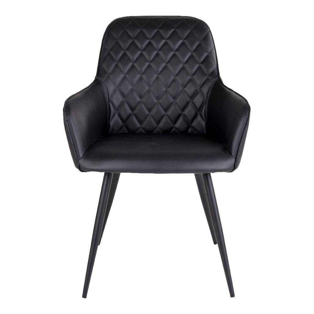 Scaun de dining, piele PU, negru, picioare negre