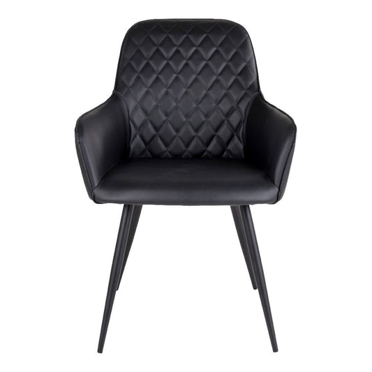 Scaun de dining, piele PU, negru, picioare negre