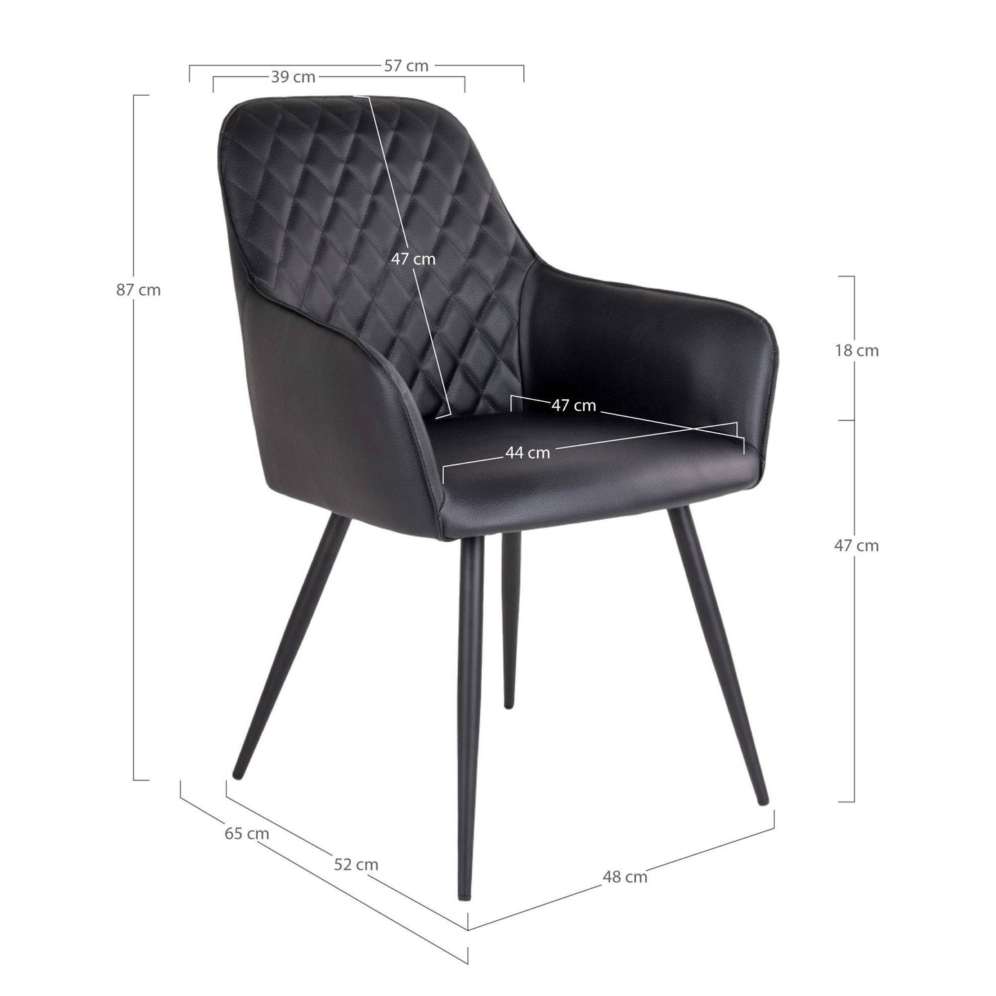 Scaun de dining, piele PU, negru, picioare negre