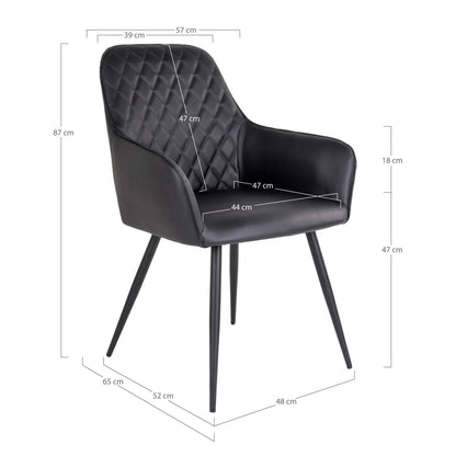 Scaun de dining, piele PU, negru, picioare negre