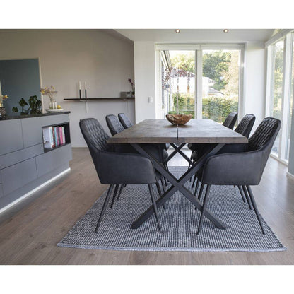 Scaun de dining, piele PU, negru, picioare negre, in living scandinav modern