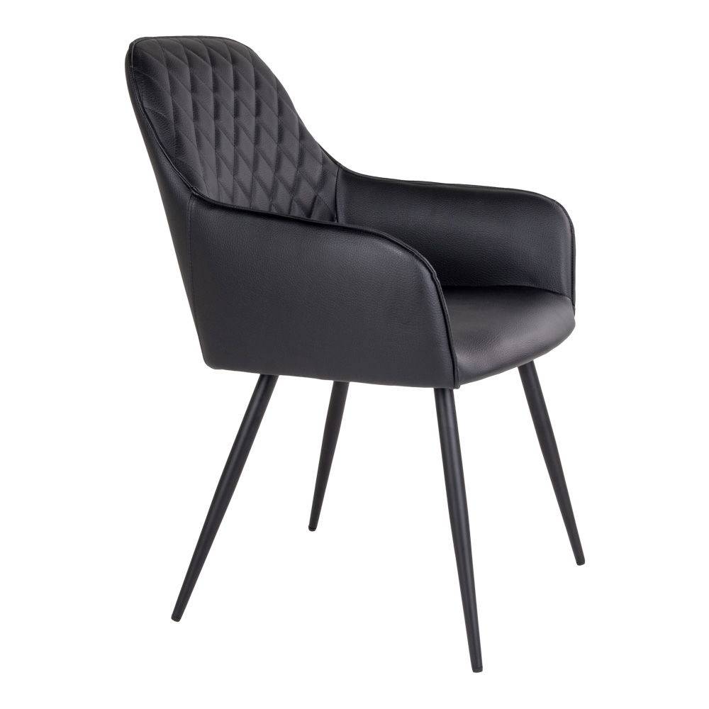 Scaun de dining, piele PU, negru, picioare negre