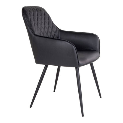 Scaun de dining, piele PU, negru, picioare negre