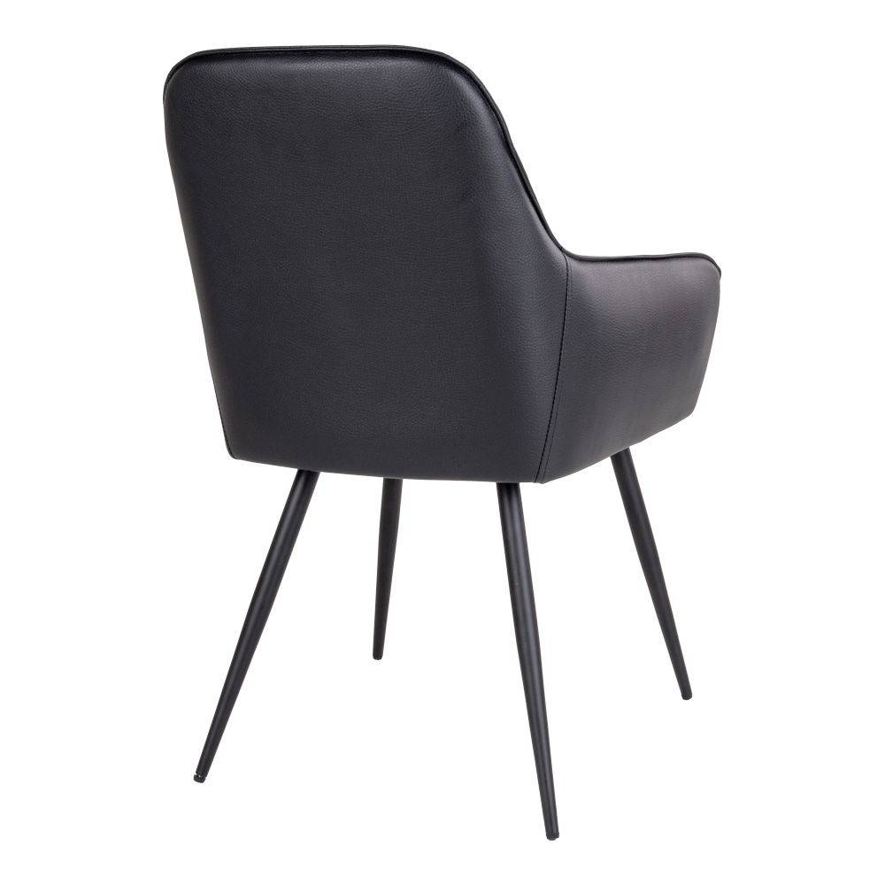 Scaun de dining, piele PU, negru, picioare negre