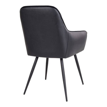 Scaun de dining, piele PU, negru, picioare negre