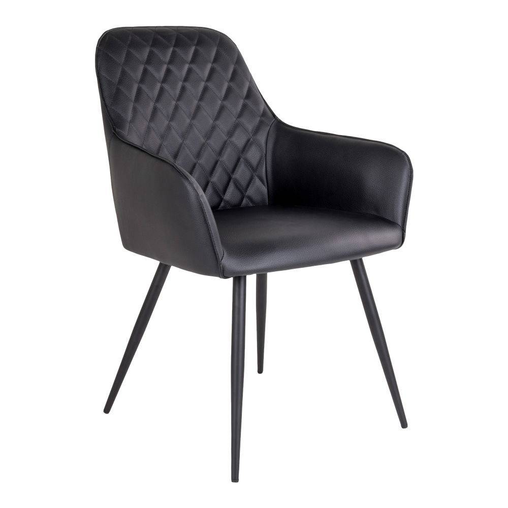 Scaun de dining, piele PU, negru, picioare negre
