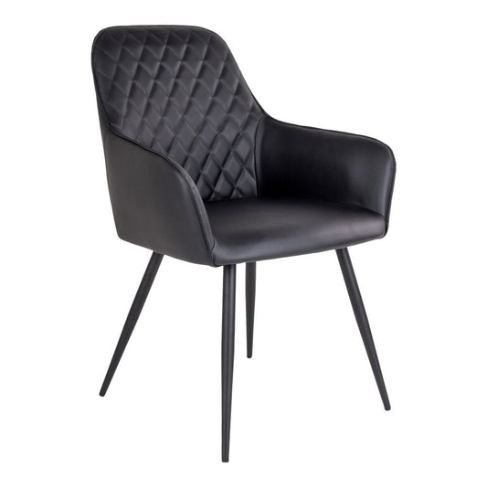 Scaun de dining, piele PU, negru, picioare negre