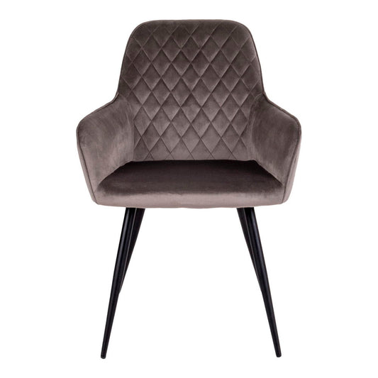 Scaun de dining din catifea, bej-gri, picioare negre