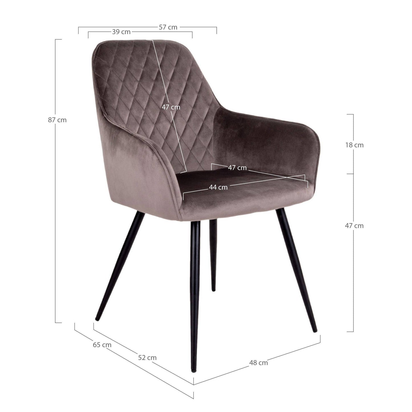 Scaun de dining din catifea, bej-gri, picioare negre