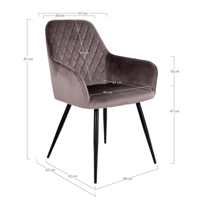 Scaun de dining din catifea, bej-gri, picioare negre