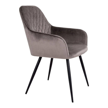 Scaun de dining din catifea, bej-gri, picioare negre