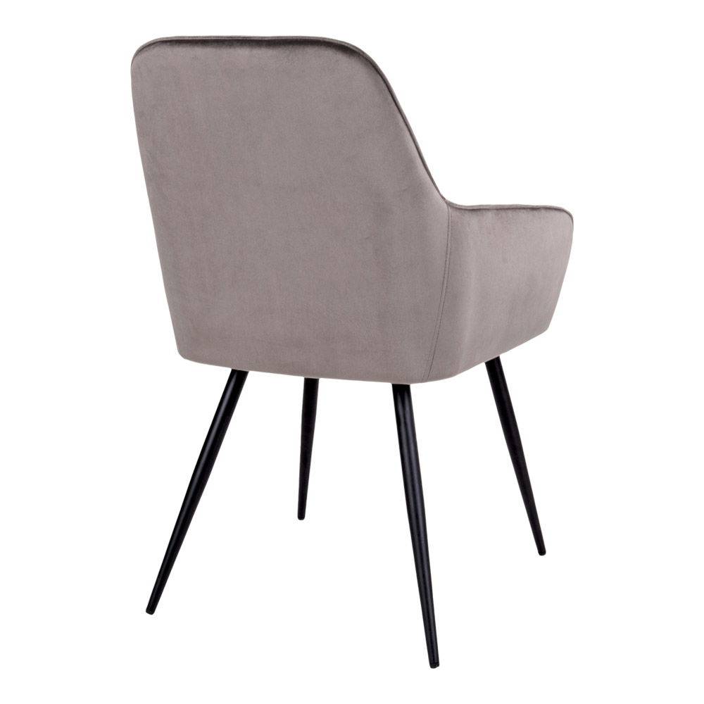 Scaun de dining din catifea, bej-gri, picioare negre