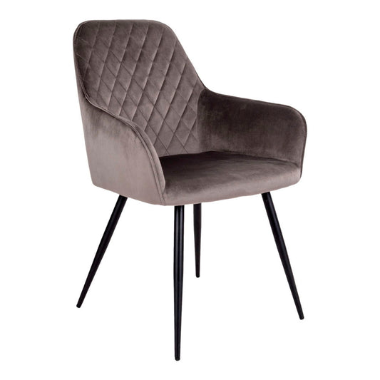 Scaun de dining din catifea, bej-gri, picioare negre