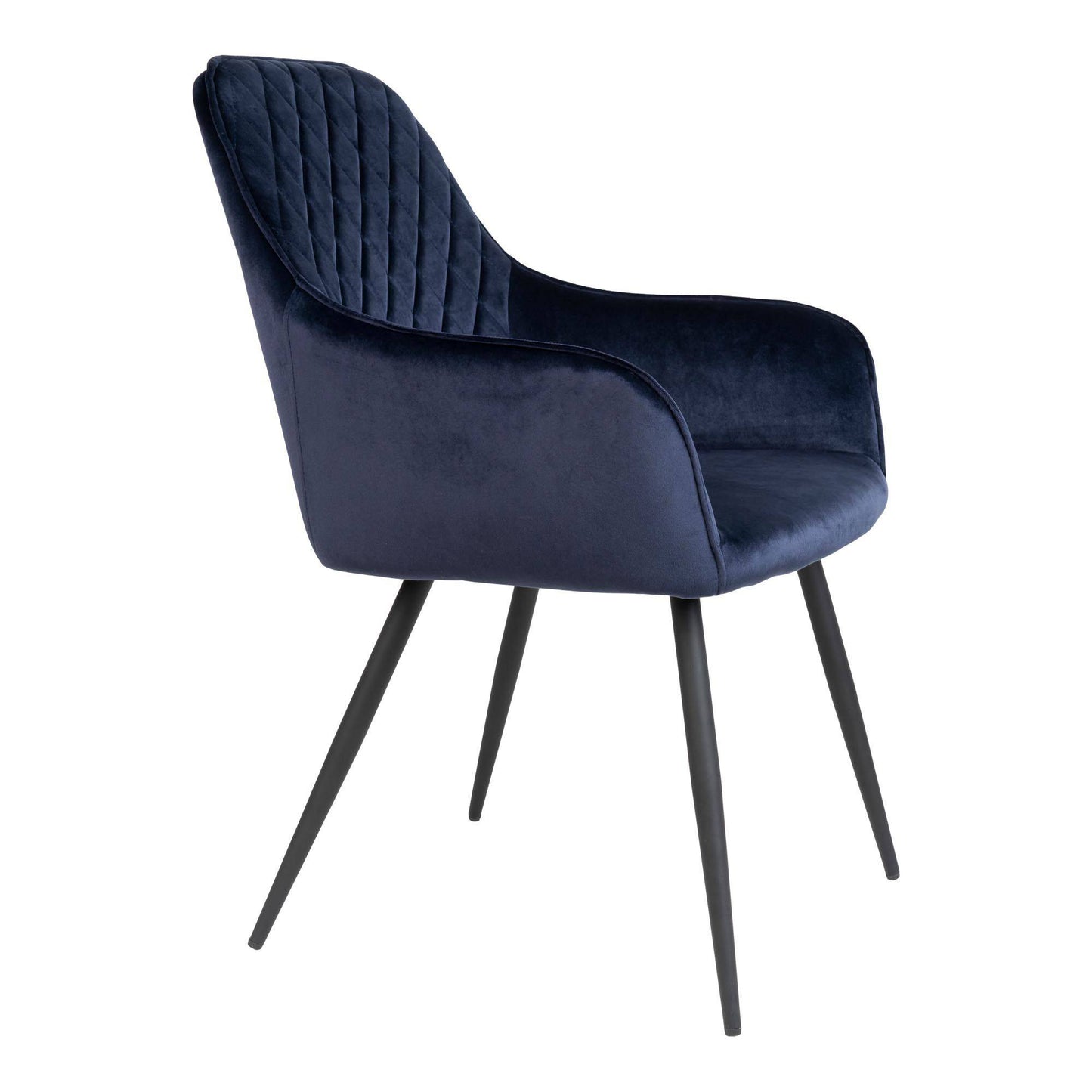 Scaun de dining din catifea, albastru, picioare negre
