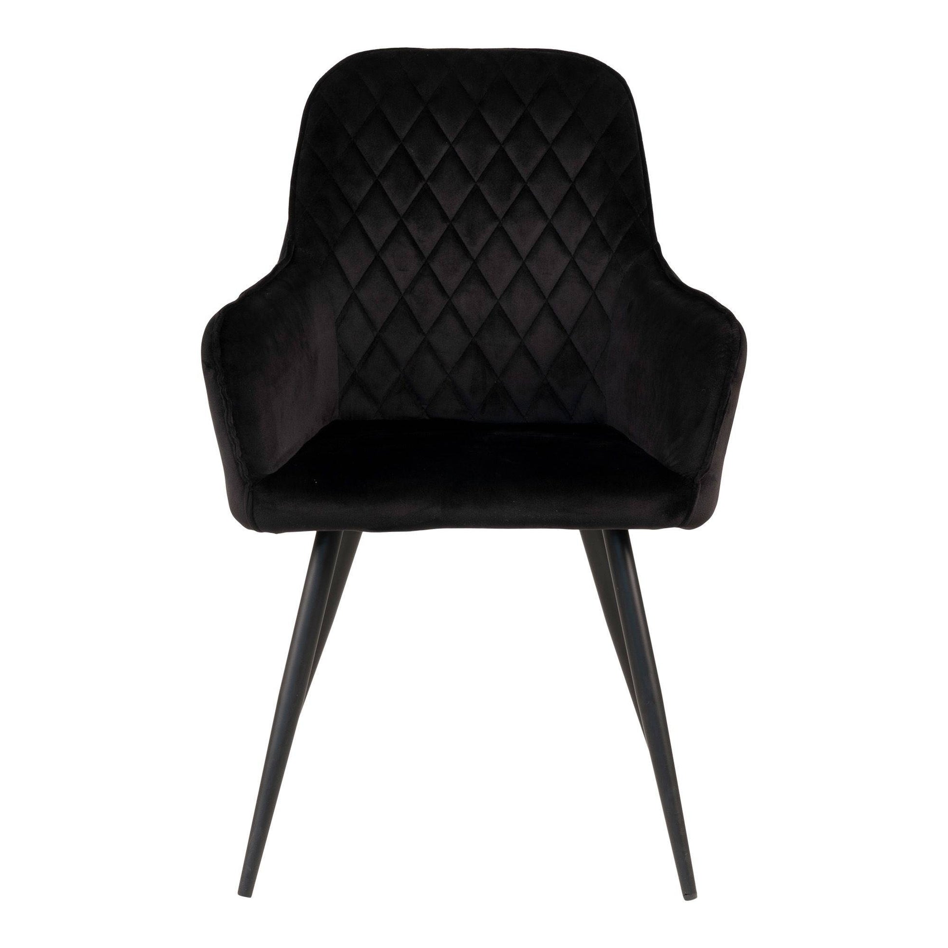 Scaun de dining din catifea, negru, picioare negre
