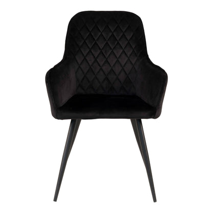 Scaun de dining din catifea, negru, picioare negre