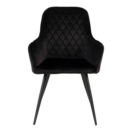 Scaun de dining din catifea, negru, picioare negre