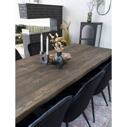 Scaun de dining din catifea, negru, picioare negre, in living scandinav modern